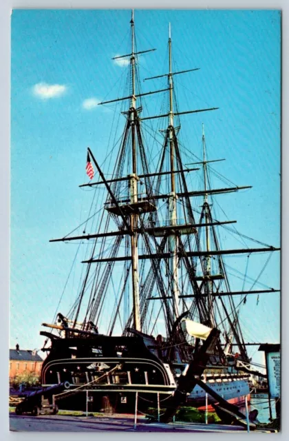USS Constitution, Old Ironsides, Navy Yard, Boston MA, Vintage Chrome Postcard