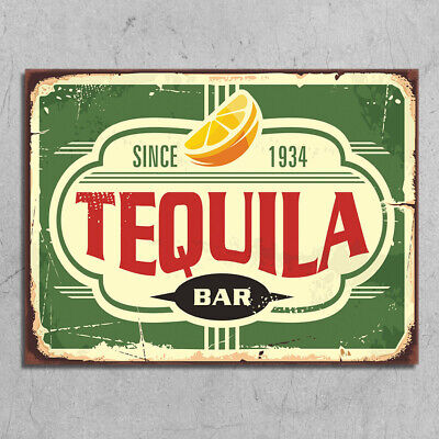 Tequila Metal Signs plaques rusty retro style grunge home bar beer mancave