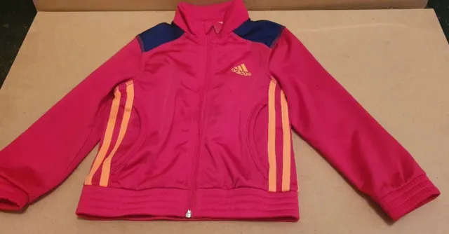 ADIDAS Girls Tracksuit Top Jacket 3-4 (perhaps 2yr old + read description) pink