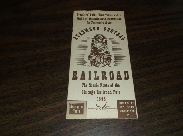 1948 Cb&Q Burlington Route Chicago Railroad Fair Deadwood Central Brochure