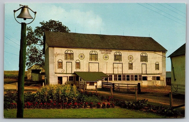 Heart Dutchland Dinner Bell Hex Sign Barn Witmer PA Pennsylvania Postcard UNP