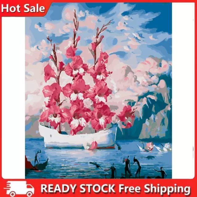 DIY Digital Oil Painting By Numbers Flower Boat Canvas Picture Decoration