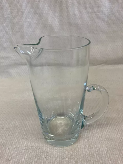 6.5" Tall - 3" Round - Vintage Clear Glass Pitcher w/ Handle