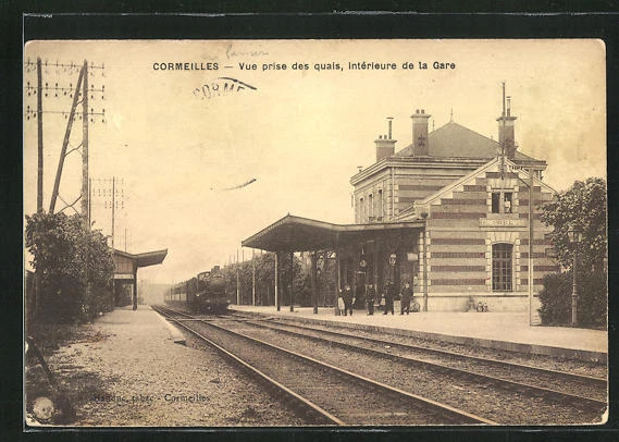 CPA Cormeilles, Vue prise des quais, Intérieure de la Gare