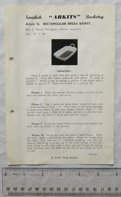 Vintage Broschüre: Schwedischer Arkitenkorb - rechteckiger Brotkorb, 55