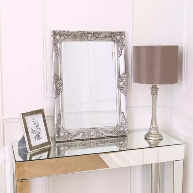 Select Mirrors Haywood Wall Mirror - French Wooden Rococo Chic- 50x70cm - Silver