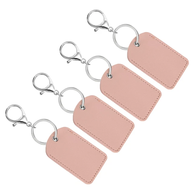 Portachiavi in pelle, 4 pz portachiavi in pelle con portachiavi per carte d'identità, rosa