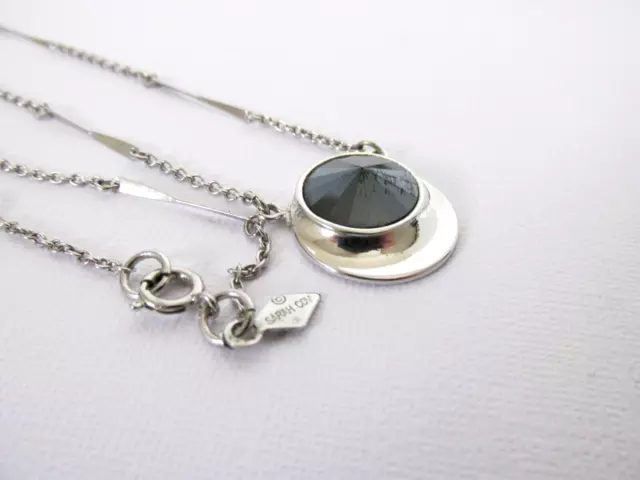 Vintage Sarah Coventry Silver Tone “Jet Set” Necklace Black Austrian Glass Stone