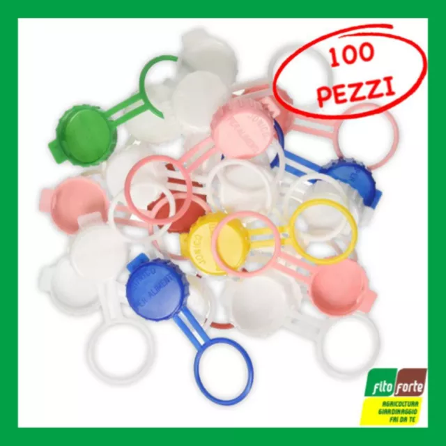 100Pz Tappi Con Collare Per Bottiglie Colori Assortiti Tappo Jonic Per Alimenti