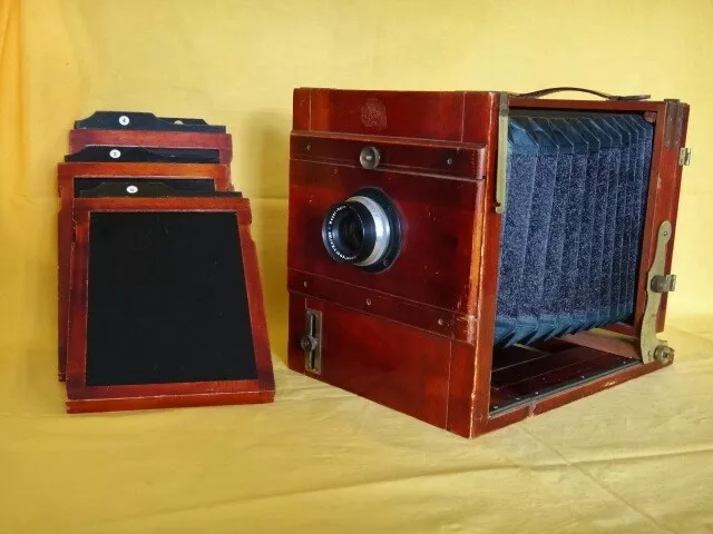 alte Holzkamera 13x18 cm mit Weitwinkel Meyer Optik, selten !!!!!