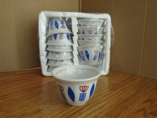Sauce Bowls 12 Blue & Red Design Holds 2 Ounces Oriental Asian Theme