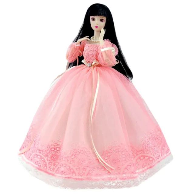 Pink Fashion Doll Clothes For 11.5" Doll Wedding Dress Outfits Lace Gown 1/6 Toy