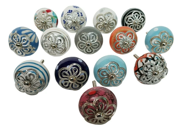 Boutons de porte en céramique, poignée de tiroir multicolore, boutons...