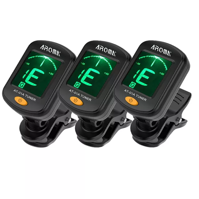 1/3pack AROMA Guitar Tuner LCD Display Clip on Chromatic Bass Ukulele Violin