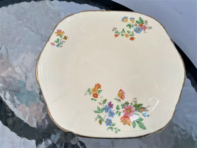 Rare Vintage Alfred Meakin Serving Plate Cream with Flowers Floral Square Oval