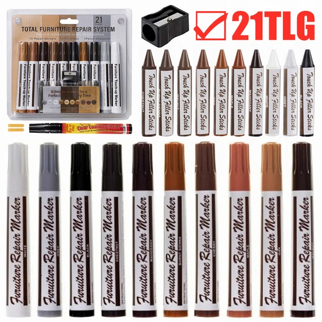 Reparatur Stift Set 21-tlg. Korrektur Holz Möber Laminat Parkett Stifte Wachs