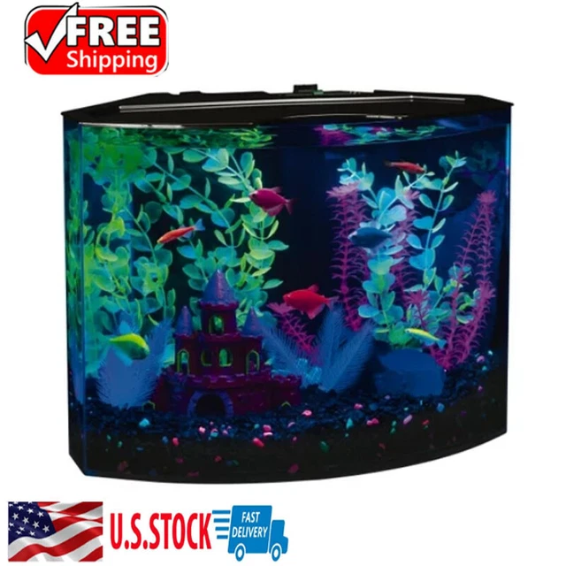 5 Gal Plastic Fish Tank Aquarium Kit Hidden Blue LED Light and Internal Filter
