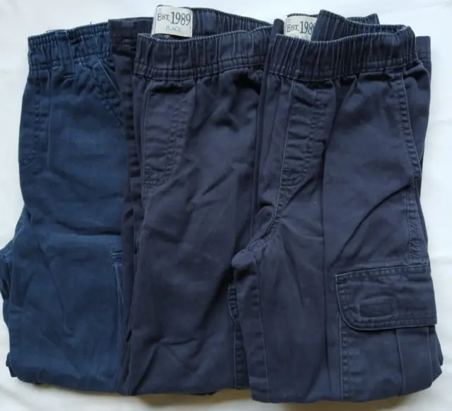 3 Lot TCP School Uniform Cargo Pants Pull On Adjustable Waist Navy Blue Boys 8