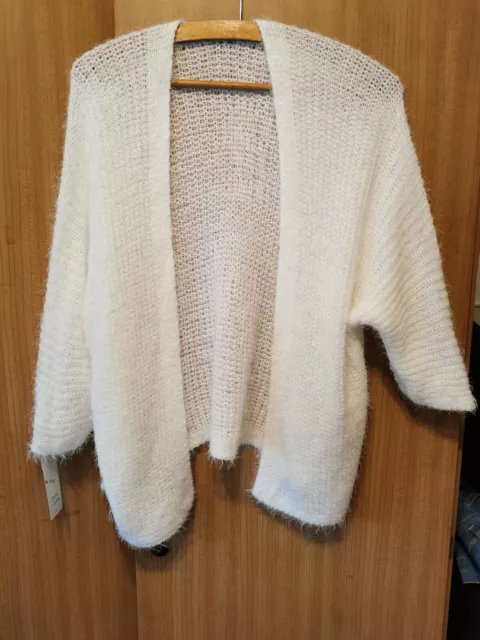 Strickjacke weich, Damen, 3/4 Ärmel, neu mit Etikett, weiß, creme, Gr. 36, 38