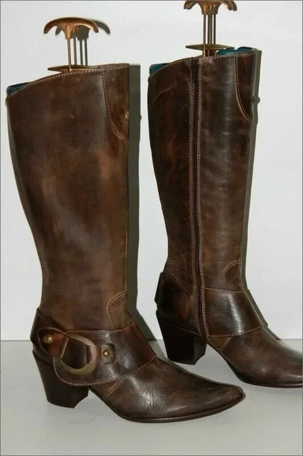 SPIRAL Bottes Pointues Cuir Marbré Marron Nuancé T 39 TBE