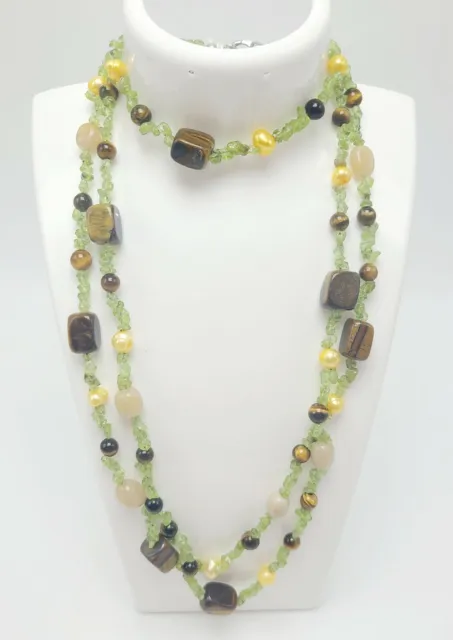 Green Glass Beaded Necklace & Bracelet Set