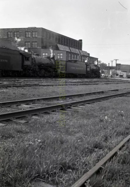 PM Pere Marquette 2-8-2 Steam Locomotive #1037 and #1024 - Vtg Railroad Negative