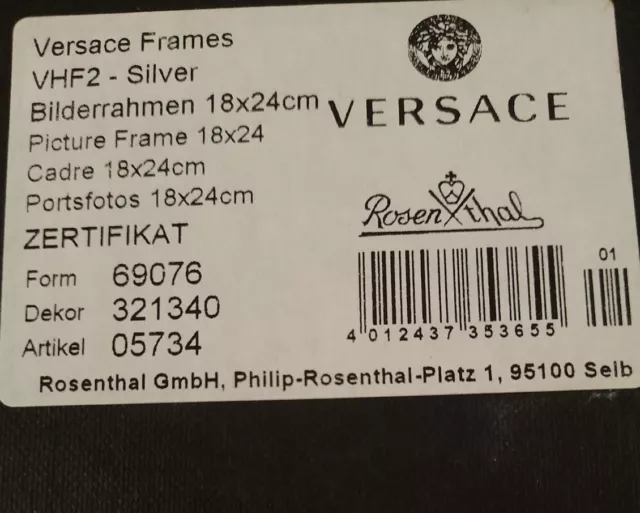 Portafoto Versace Cornice Orizzontale argento 18x24 Rosenthal Frames silver 3