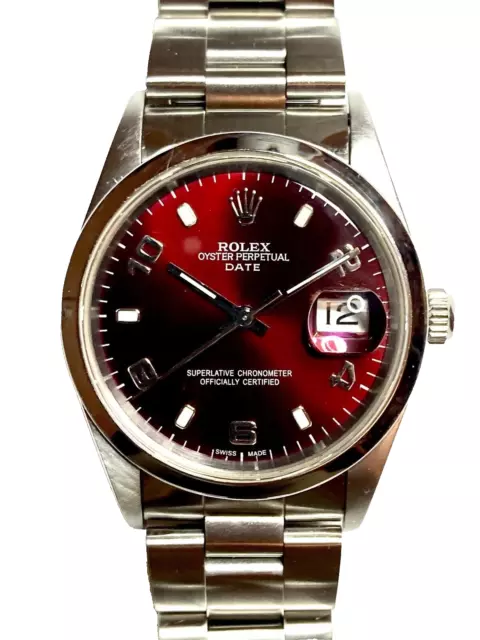 Rolex Oyster Perpetual Date 15200 Steel Watch - Rare Cherry Red Burgundy Dial