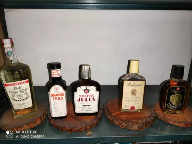 Bottiglie Liquori piene Vintage da 0.25-0.50 lotto 5 pezzi