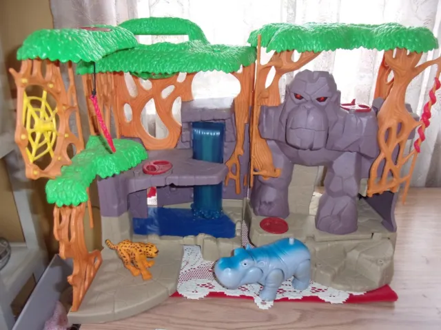 Fisher Price Imaginext Gorilla Mountain Jungle playset WORKS L5105 hippo leopard