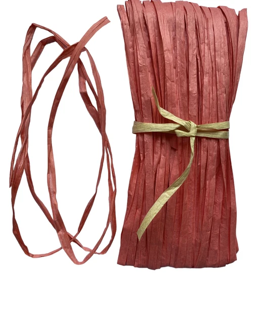 Cinta de papel Raffia para regalos decoración libro de recortes hágalo usted mismo artesanía coral rosa 1m 20m