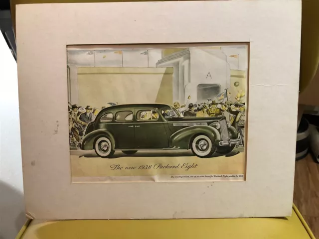 Vintage 1938 Packard Eight Car Print Advertisement matted Art Deco