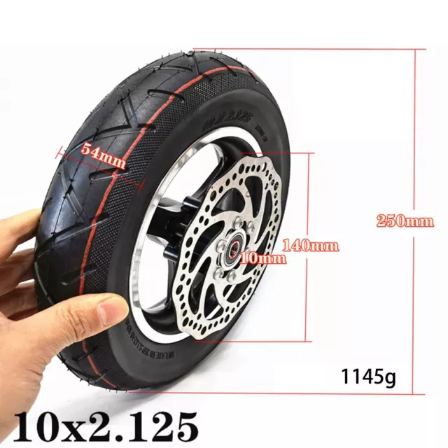 10inch Electric Scooter Tubeless Tire 10X2.125 Wheel Tyre W/140mm Brake Disc