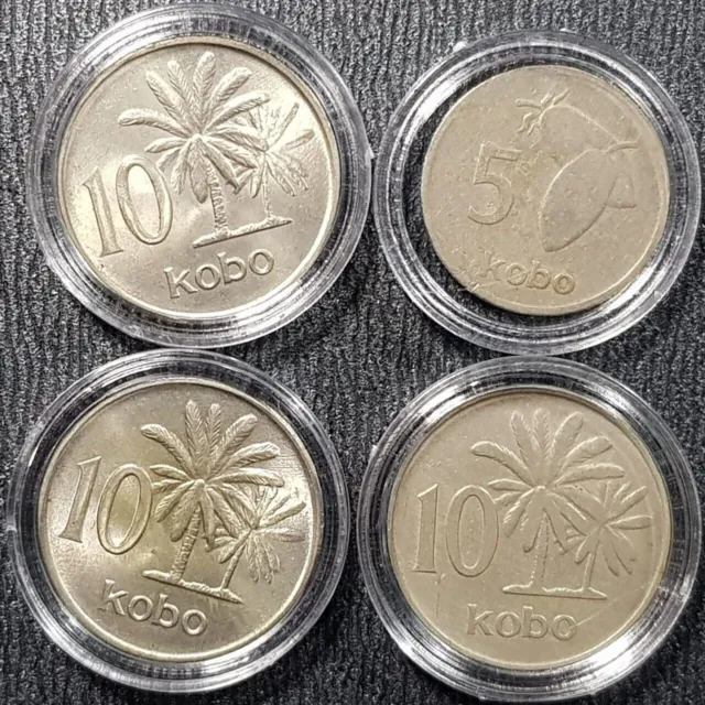 1973 NIGERIA 5 &10 Kobo Coin 4Pcs (+FREE 1 Coin) #24997
