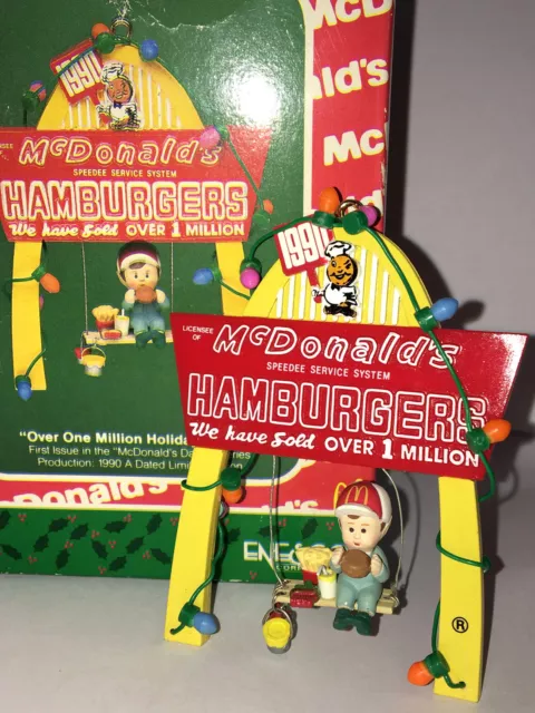 Enesco 1990 Sobre Una Million Vacaciones Deseos Mcdonalds Navidad Adorno Vintage