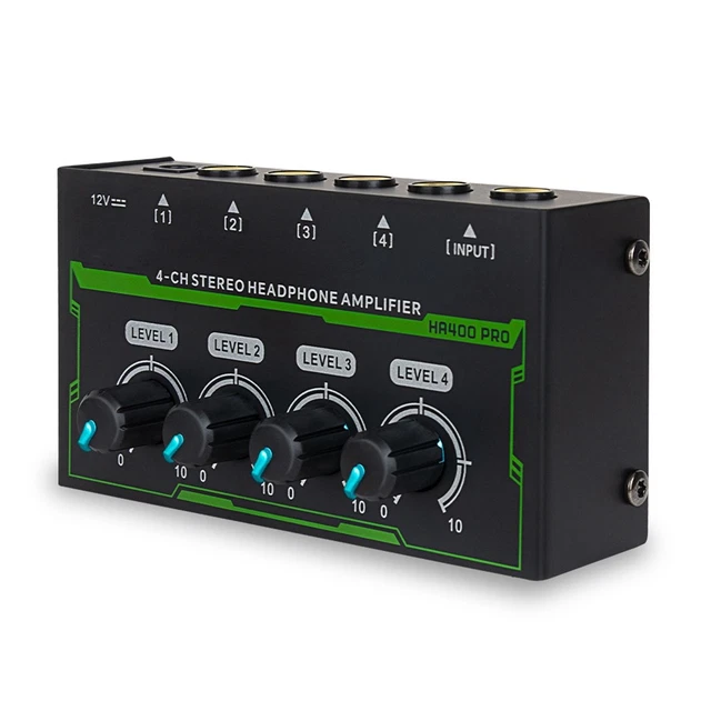 Hyuduo Amplificateur Casque 10 Canaux - Répartiteur Audio Stéréo 1 Entrée 10 Sorties Avec Volume Indépendant DC 12V