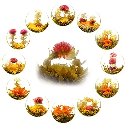 12pcs Handmade Blooming Flower Tea - 12 Unique Varieties