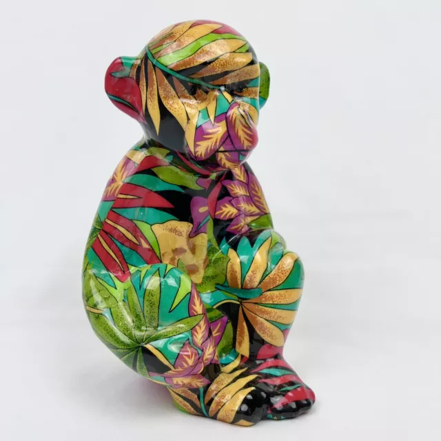 Monkey Tropical Print Multicolor Paper Machet Statue Figure Decor Jungle