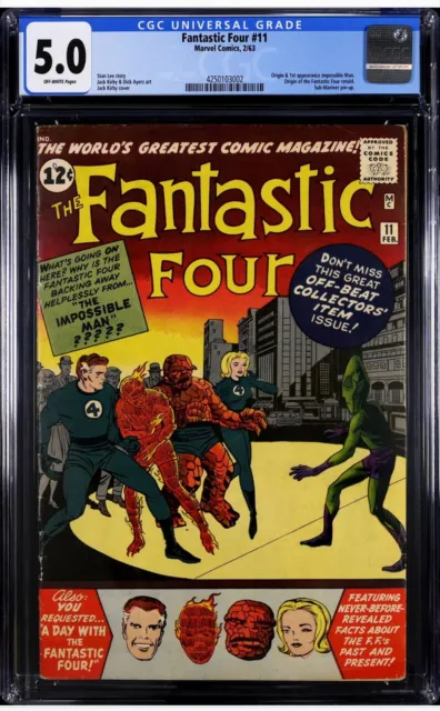 Fantastic Four 11 Cgc 5.0 Ow Pages 1963 1St Impossible Man