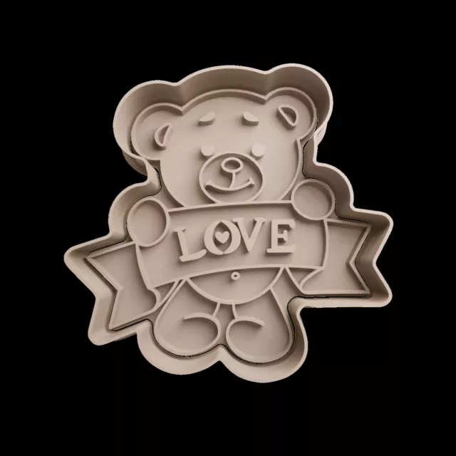 Orsetto teddy love San Valentino cookie cutter formina tagliabiscotti con manico