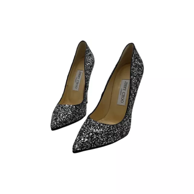 JIMMY CHOO ANOUK Black & Mist Glitter Heels - Sz. 36 $495.00 - PicClick