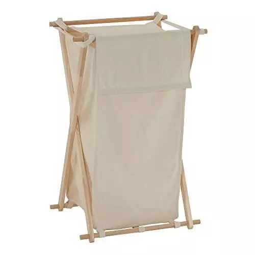 Household Essentials 6785-1 Collapsible Wood X-Frame Laundry Hamper with Fold