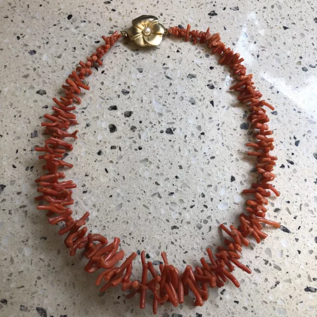 Vintage Undyed Natural Coral Necklace