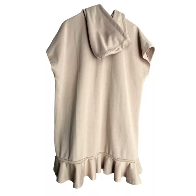 CARVEN Technical Jersey Ruffled Hooded Tunic Sweatshirt Dress Size M Blush Pink 3