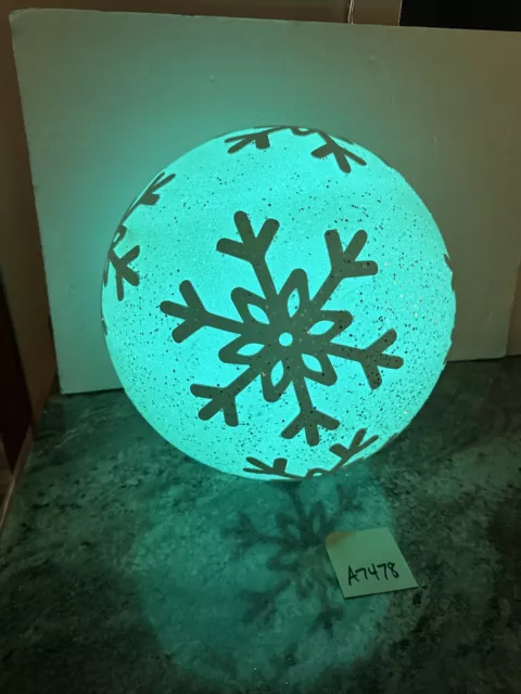 Rare 16” White Snowflake Glitter Sphere Valerie Parr Hill Color Morphing Lighted