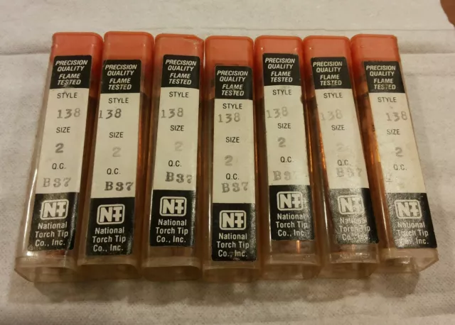National Torch Tip 7 New / Style 138 / Size 2 / Q.C. B 37 Cutting Torch Tips