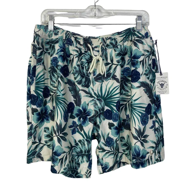 Men's XL NWT LUCKY BRAND Saturday Stretch Swim Trunks Shorts Tropical New