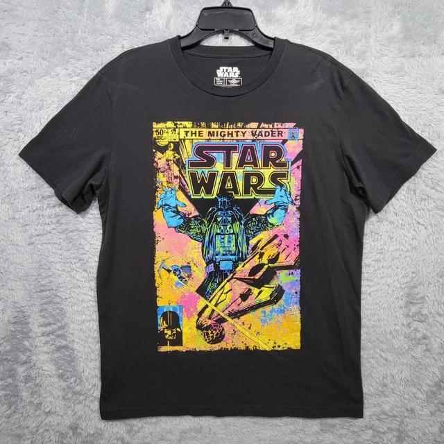 Star Wars T Shirt Mens Large Black Graphic MIGHTY VADER Short Sleeve