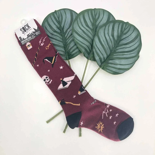 Sock It To Me Red Black Magic Witch Hat Halloween Kids Knee Socks