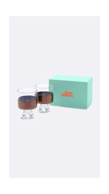 Tom Dixon Tank Low Ball Glasses Set, Clear/Copper, One Size 3